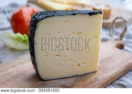 Cheese Collection, French Fol Epi  Cheese With Many Little Holes, Etorki, Tomme Noire Des Pyrenees A
