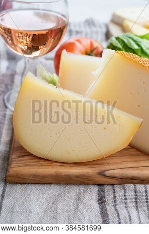 Cheese Collection, French Fol Epi  Cheese With Many Little Holes, Etorki  And Ossau Iraty Cheese