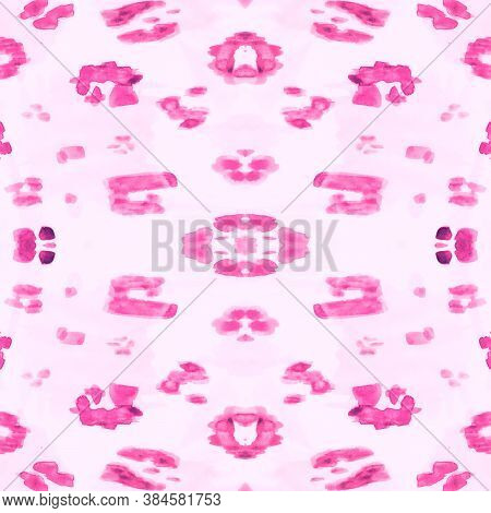 Pink Leopard Rapport. Elegant Cheetah Art Artwork. Seamless Watercolour Spotted African Background. 