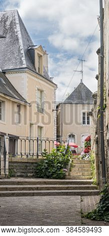 Sable Sur Sarthe, France, July 2019 - Street View Of The Town Of Sable Sur Sarthe, France