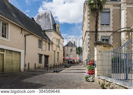 Sable Sur Sarthe, France, July 2019 - Street View Of The Town Of Sable Sur Sarthe, France