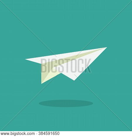 Vector Illustration: Paper Airplane On A Blue Background.