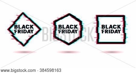 Black Friday. Sale Lettering Template Design. Black Friday Banner. Black Friday Crash Text. Anaglyph