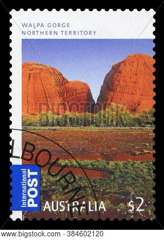 Australia - Circa 2008: A Stamp Printed In The Australian Northern Territory Shows Walpa Gorge, Circ