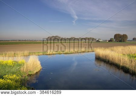 The Bakkerskil Creek Seen From The Papsluis Lock Near The Dutch Village Werkendam