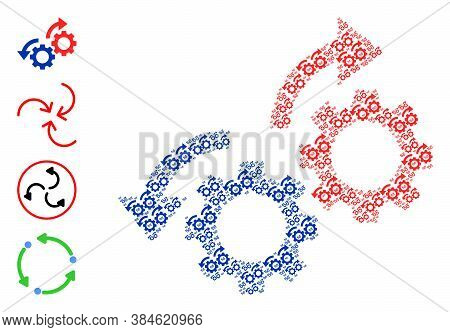 Vector Gears Rotation Arrows Mosaic Is Made With Random Self Gears Rotation Arrows Items. Fractal Mo