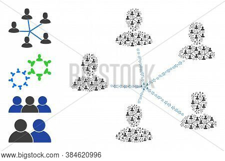 Vector Users Connection Mosaic Is Designed With Scattered Self Users Connection Icons. Recursion Mos