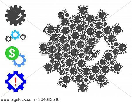 Vector Gear Rotation Collage Is Done Of Scattered Self Gear Rotation Icons. Recursive Mosaic Of Gear