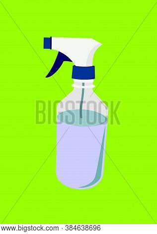 Blue And White Spray Bottle With Green Background