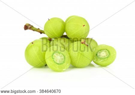 Clouse Up Of Amla Isolated On White Background