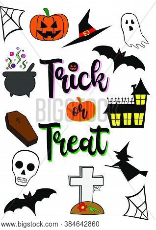 Trick Or Treat Full Color Icons Set Halloween Day
