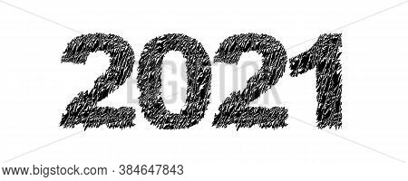 Shaken Grunge Design Title 2021 For Poster. Bumpy Design Number 2021 Lettering. Vector Illustration.