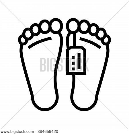 Dead Human In Morgue Line Icon Vector. Dead Human In Morgue Sign. Isolated Contour Symbol Black Illu