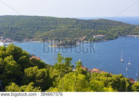 Vis, Vis Island, Croatia - September 5, 2019 : Aerial View On Town, Typical Mediterranean Architectu