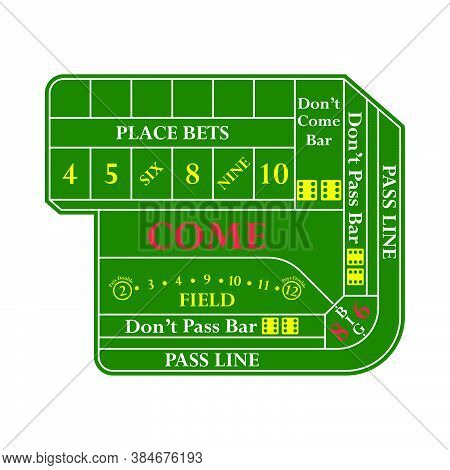 Craps Table Icon. Flat Color Design. Vector Illustration.