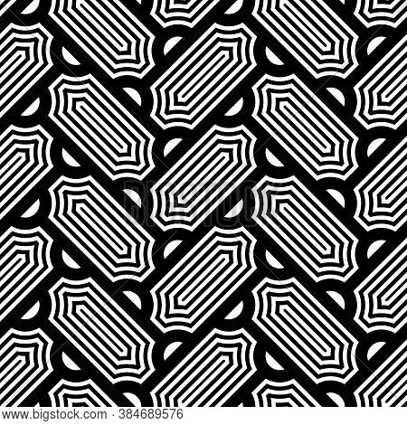 Seamless Surface Design With Slanted Figures. Grid Image. Herringbone Pattern. Slabs Tessellation. F