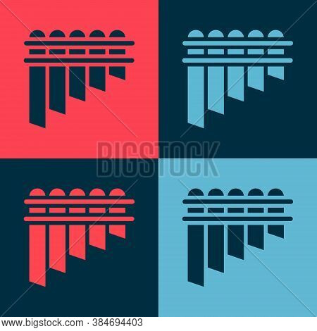 Pop Art Pan Flute Icon Isolated On Color Background. Traditional Peruvian Musical Instrument. Zampon