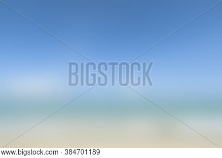 Blurred Background Of Blue Sky, Emerald Sea And Golden Beack. Blurred Background With Natural Day To