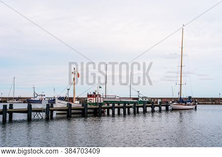 Sassnitz, Germany - August 1, 2019: Scenic View Of Boats Moored In The Harbour. Sassnitz Is A Small 