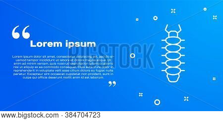 White Line Centipede Insect Icon Isolated On Blue Background. Vector