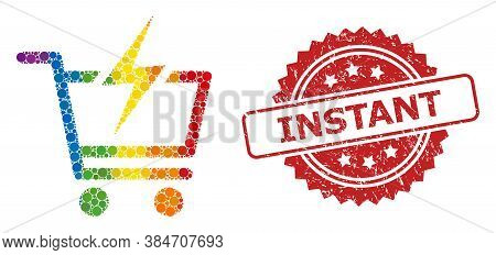 Instant Shopping Collage Icon Of Circle Spots In Different Sizes And Lgbt Colored Color Tinges, And 