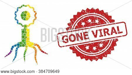 Virus Cell Collage Icon Of Round Dots In Variable Sizes And Lgbt Multicolored Shades, And Gone Viral