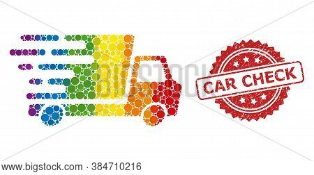 Delivery Car Collage Icon Of Filled Circle Elements In Variable Sizes And Lgbt Colored Color Hues, A