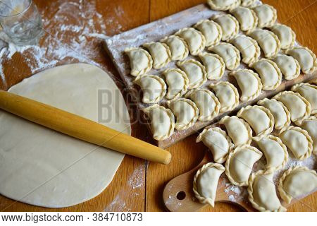Raw Materials For Making Pierogi With Potatoes, Which Are Prepared For Cooking.