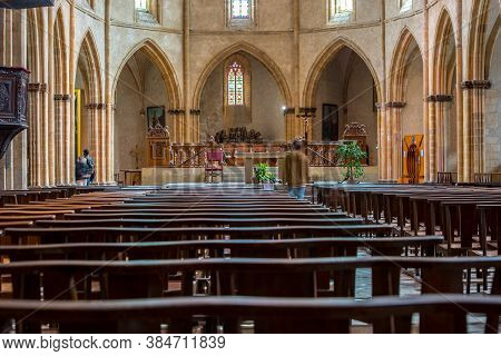 Foix, France :  2020 09 Sept, : Inside Of The Saint Volusien Church From Foix ,france In Summer 2020