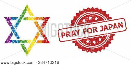David Star Collage Icon Of Circle Spots In Different Sizes And Lgbt Multicolored Color Tinges, And P