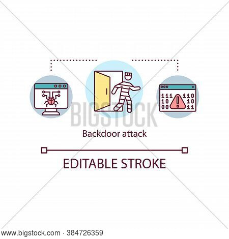 Detecting Backdoor Attacks Concept Icon. Malware Ransomware Distribution Idea Thin Line Illustration