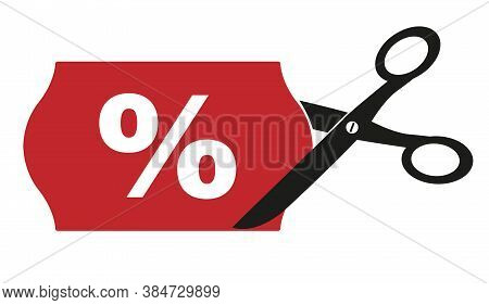 Price Cut Or Price Reduction Symbol With Scissors Cutting Label With Percentage Sign Vector Illustra