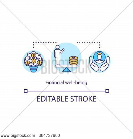 Financial Well-being Concept Icon. Financial Investment. Money Saving Insurance Idea Thin Line Illus