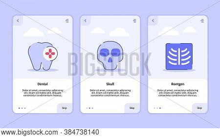 Medical Icon Dental Skull Rontgen Onboarding Screen For Mobile Apps Template Banner Page Ui With Thr