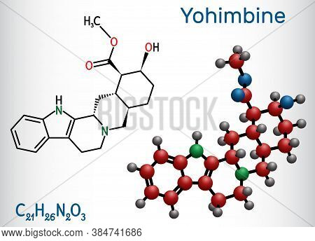 Yohimbine, Yohimbe , Quebrachine Molecule. It Is Aphrodisiac, Plant Alkaloid. Structural Chemical Fo