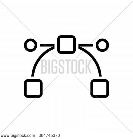 Black Line Icon For Represent Anchor Curve Point Draw Perform Pen Tool