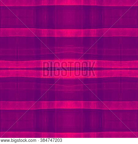 Violet Checks Pattern. Watercolour Picnic Texture. Woven Stripes For Tweed Print. Seamless Abstract 