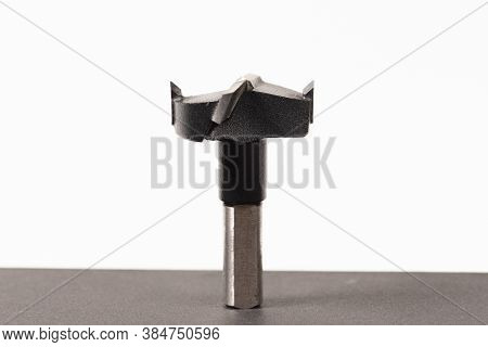 Drill Bits Forstner On White Background. Macro