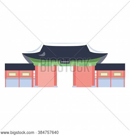 Isolated Budokan Asia Places Tourist Famous Icon- Vector