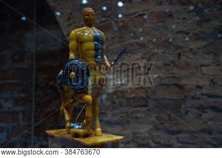 Gdansk, North Poland - August 13, 2020: A Demonstrative Artificial Model Of Hybrid Human With A Shap