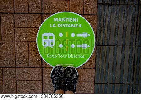 Maintain Social Distance In An Italian Station