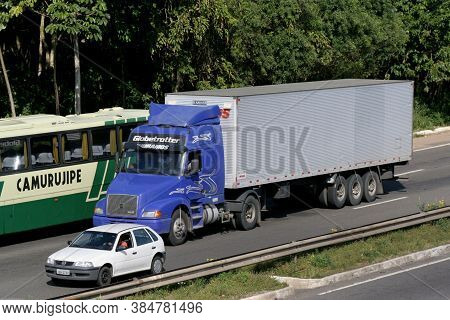 Salvador, Bahia / Brazil - August 4, 2006: Cargo Transport Truck Is Seen Transiting On Highway Br 32