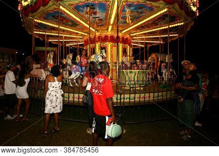 Ilheus, Bahia / Brazil - December 31, 20141: People Are Seen In An Amusement Park In The City Of Ilh