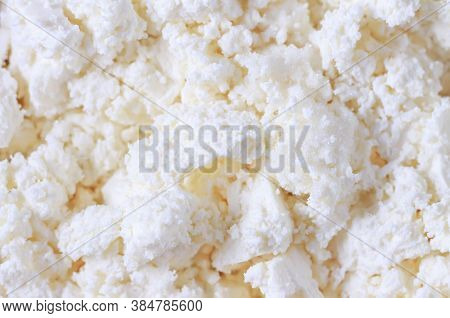 Texture Of Fresh Healthy Home-made Cottage Cheese, Macro