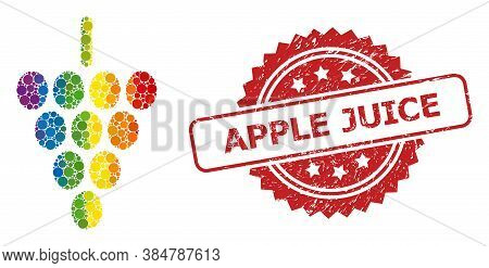 Grape Berry Collage Icon Of Round Elements In Variable Sizes And Lgbt Color Tones, And Apple Juice R