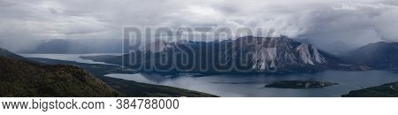 Panoramic View Canadian Nature On Top Of Nares Mountain During Fall Season. Located In Carcross, Nea