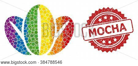 Coffee Beans Collage Icon Of Round Items In Various Sizes And Lgbt Multicolored Color Tinges, And Mo