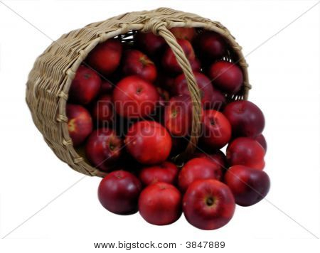 Red Apples In A Basket - Isolated