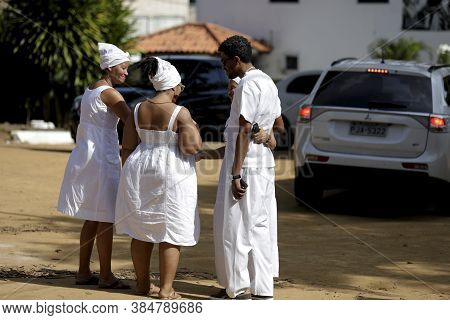 Salvador, Bahia / Brazil - December 21, 2018: Members Of The Candomble Terreiro Ile Ax Opo Ofunja Ar