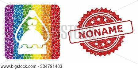 Bride Collage Icon Of Circle Items In Different Sizes And Lgbt Colored Shades, And Noname Scratched 